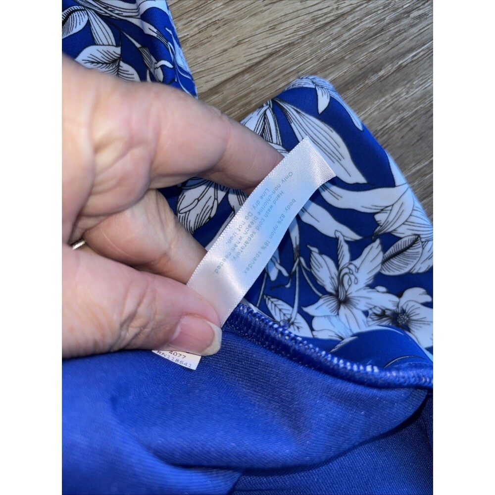 Cacique swim women blue white black floral swim skirt swimsuit bottom 26 New - Picture 7 of 9